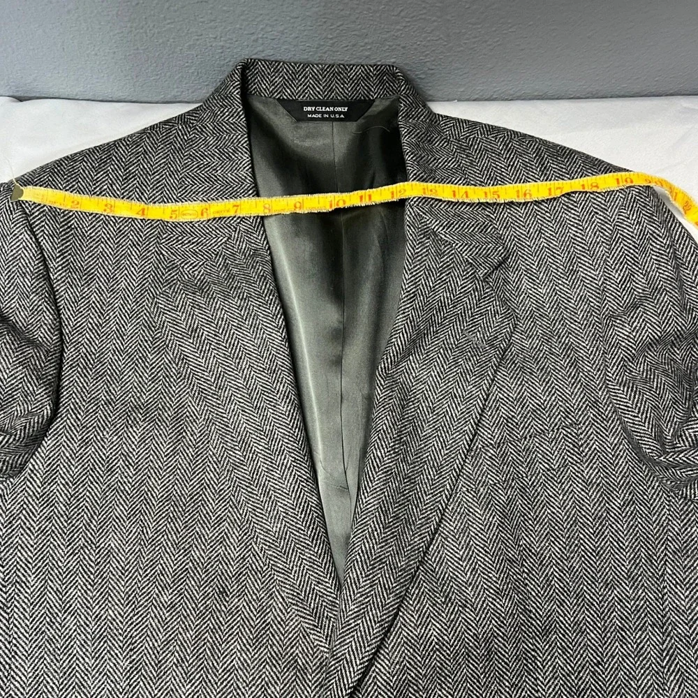 John Alexander Gray‎ Herringbone Blazer Wool Blend Sport Coat Jacket Mens 42L